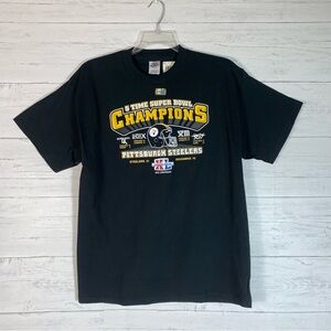 Pittsburgh Steelers Super Bowl 5-Time Champions T-Shirt Size L juniors Black NFL